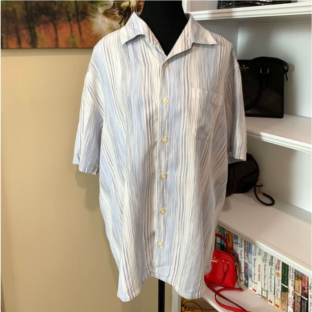 Tommy Bahama Silk Blend Striped Button Down Shirt